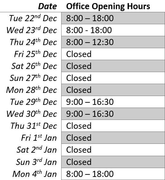 Office Opening Hours